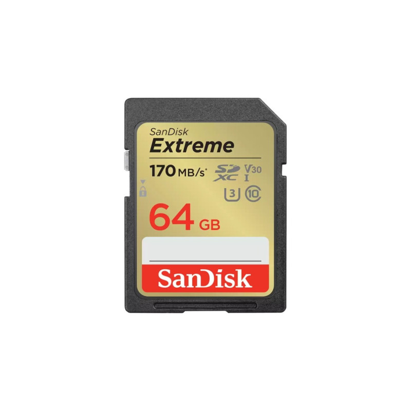 SanDisk Extreme 64 GB SDXC, Speicherkarte(UHS-I U3, Class 10, V30)