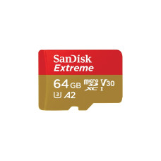 SanDisk Extreme 64 GB microSDXC, Speicherkarte(UHS-I U3, Class 10, V30, A2)