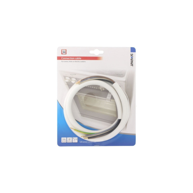 Scanpart Herdanschlussleitung 5x2,5mm², Kabel(weiß, 1,5 Meter)