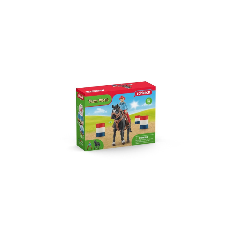 Schleich Farm World Barrel Racing mit Cowgirl, Spielfigur