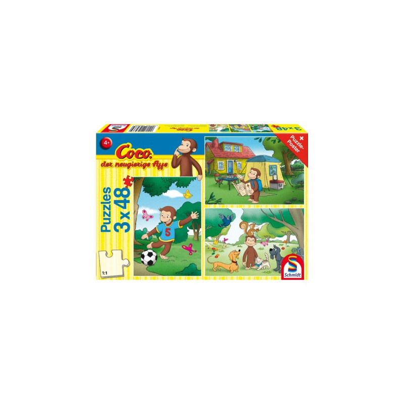 Schmidt Spiele Coco der neugierige Affe - Mein Freund Coco, Puzzle(3x 48 Teile)