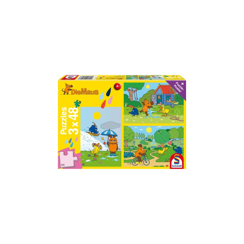 Schmidt Spiele Die Maus: Viel Spaß mit der Maus, Puzzle(3x 48 Teile)