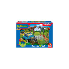 Schmidt Spiele Schleich: Dinosaurs – Urzeit-Giganten, Puzzle(60 Teile, inkl. Schleich Baby Stegosaurus Schleich Figur)