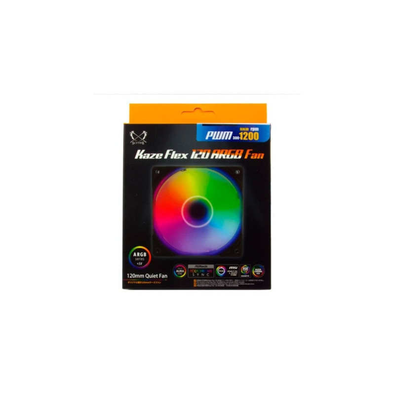 Scythe Kaze Flex 120 ARGB PWM 120x120x27, Gehäuselüfter(schwarz/transparent, 1200 U/min, Outlet)