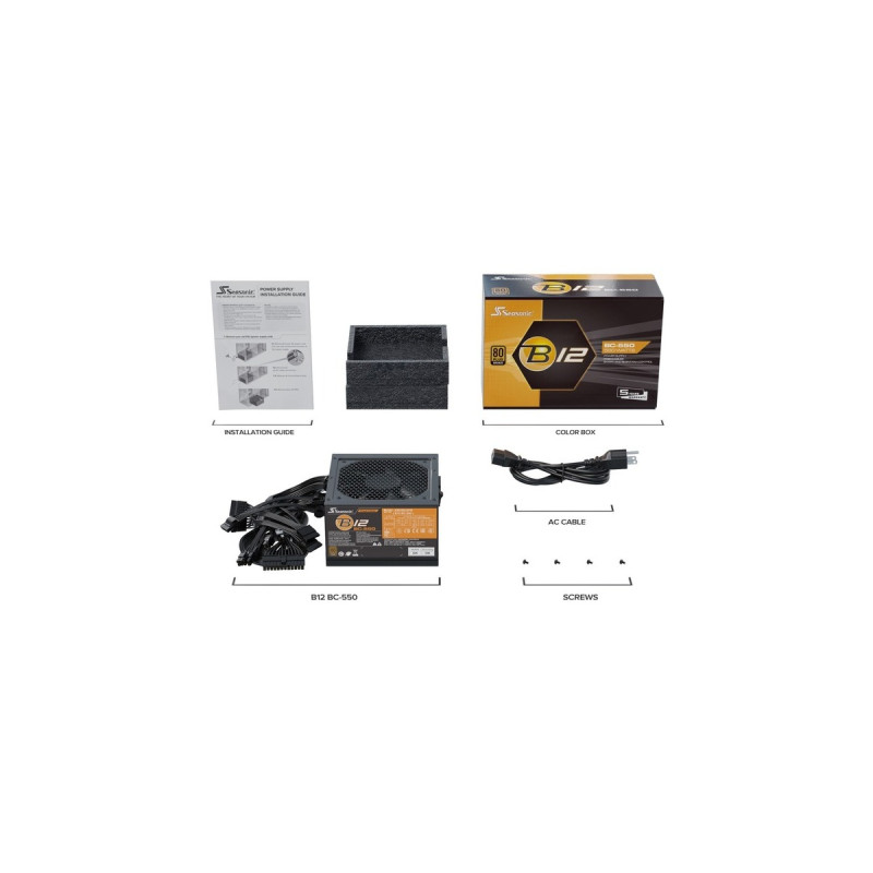 Seasonic B12 BC-550 550W, PC-Netzteil(schwarz, 2x PCIe, 550 Watt)