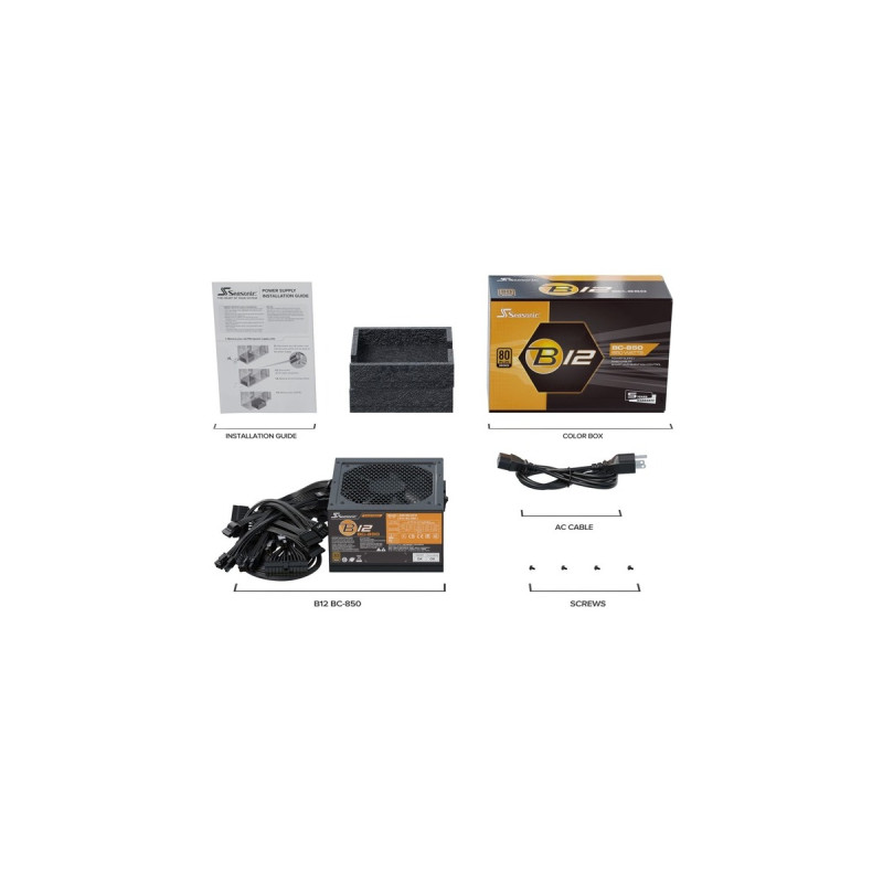 Seasonic B12 BC-850 850W, PC-Netzteil(schwarz, 4x PCIe, 850 Watt)