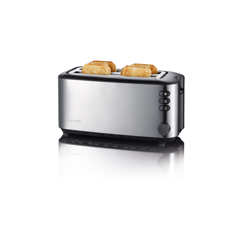Severin Automatik-Langschlitztoaster AT 2509(edelstahl/schwarz, 1.400 Watt, für 4 Scheiben Toast)