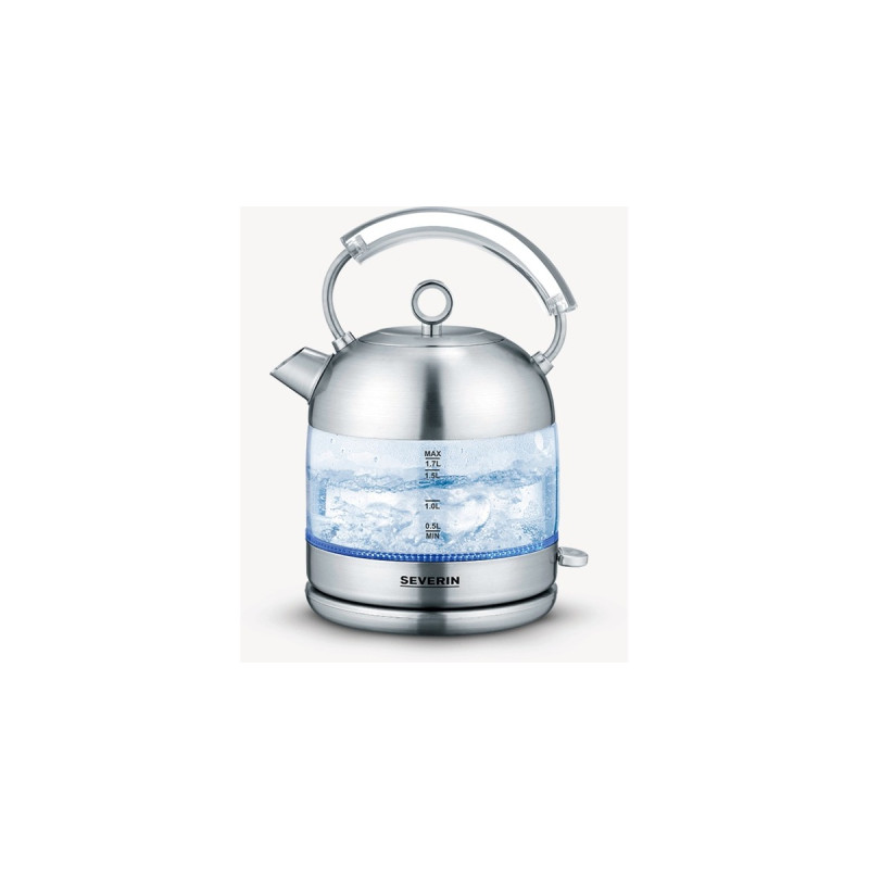 Severin Glas-Wasserkocher Retro WK 3459(edelstahl/schwarz, 1,7 Liter)
