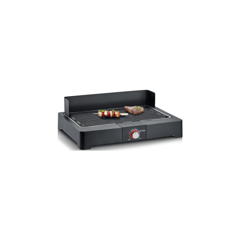 Severin PG 8562 Tischgrill mit Grillplatte, Elektrogrill(schwarz, 2.200 Watt)