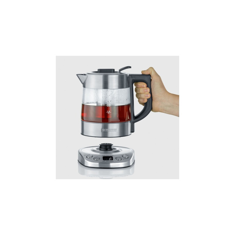 Severin Tee-/Wasserkocher Deluxe Mini WK 3473(edelstahl (gebürstet)/schwarz, 1,0 Liter)