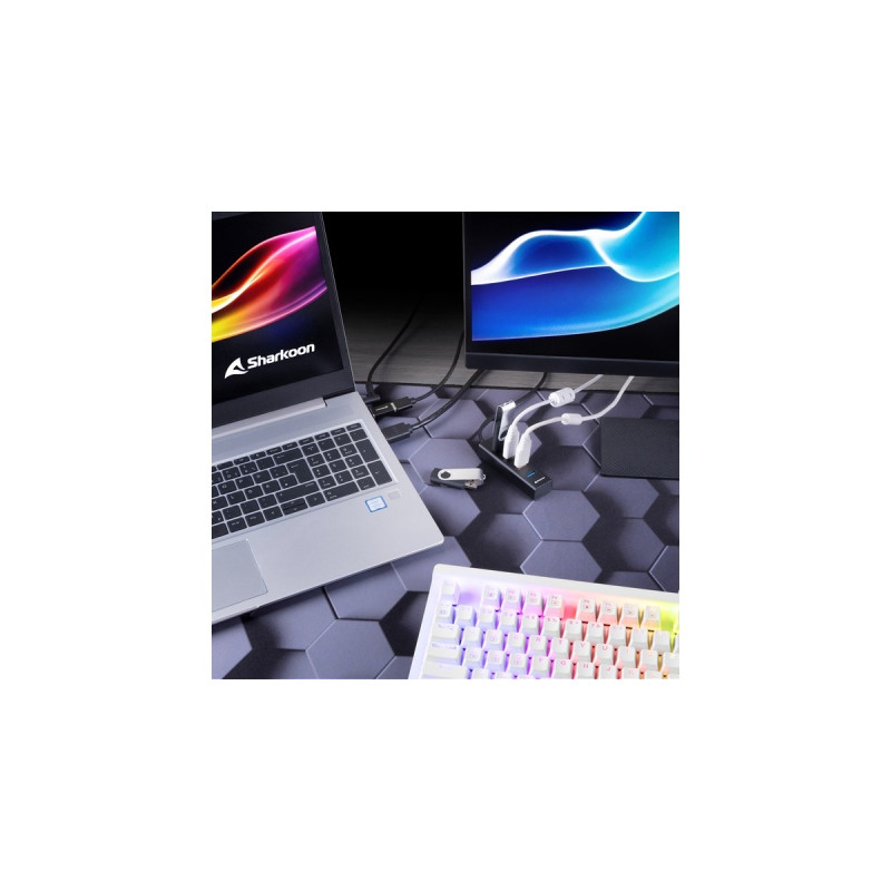 Sharkoon 4-Port USB 3.2 Gen 1 Aluminium Hub, USB-Hub(schwarz)