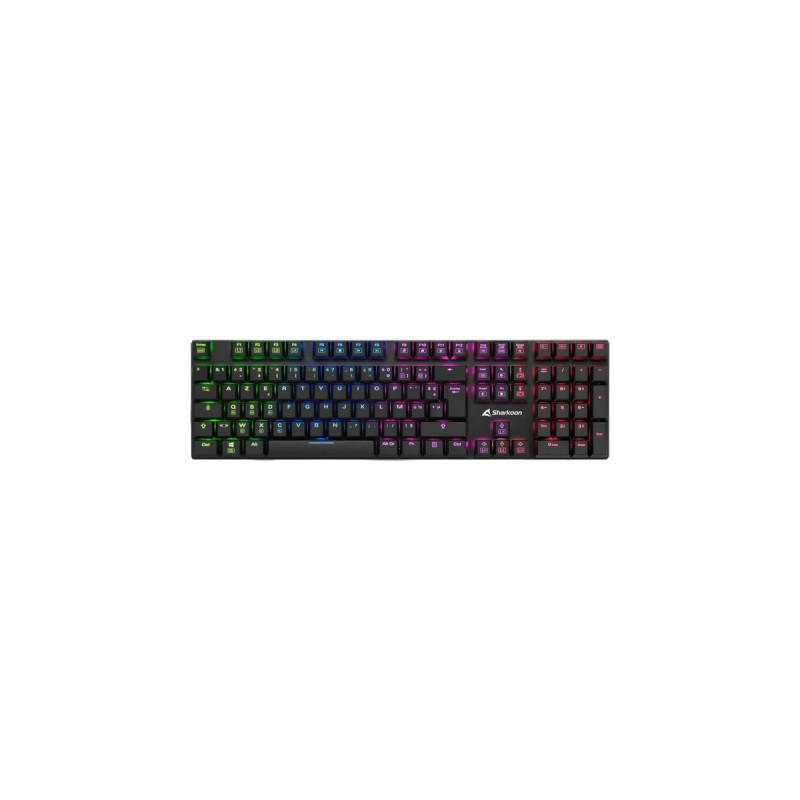 Sharkoon PureWriter RGB, Gaming-Tastatur(schwarz, FR-Layout, Kailh Choc Low Profile Blue, Outlet)