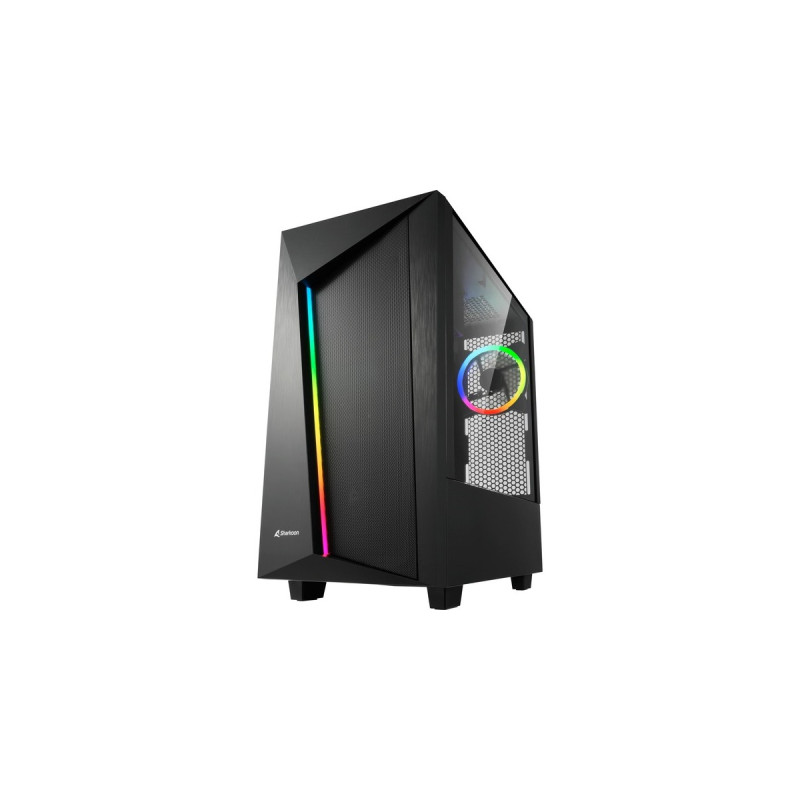 Sharkoon REV100, Tower-Gehäuse(schwarz, gehärtetes Glas)