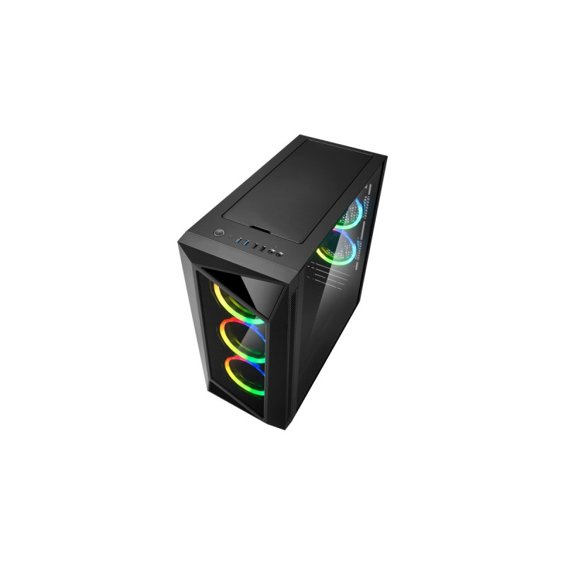 Sharkoon REV200, Tower-Gehäuse(schwarz, gehärtetes Glas)