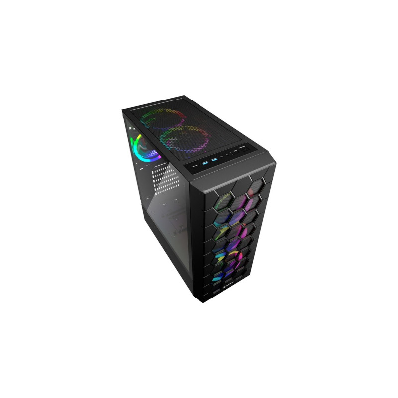 Sharkoon RGB HEX, Tower-Gehäuse(schwarz, Seitenteil aus gehärtetem Glas)