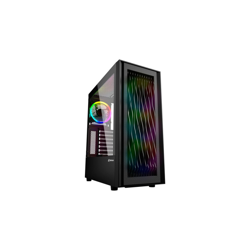 Sharkoon RGB WAVE, Tower-Gehäuse(schwarz, Seitenteil aus gehärtetem Glas)