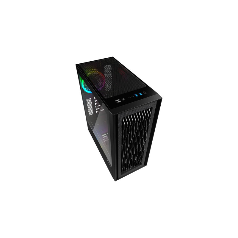 Sharkoon RGB WAVE, Tower-Gehäuse(schwarz, Seitenteil aus gehärtetem Glas)