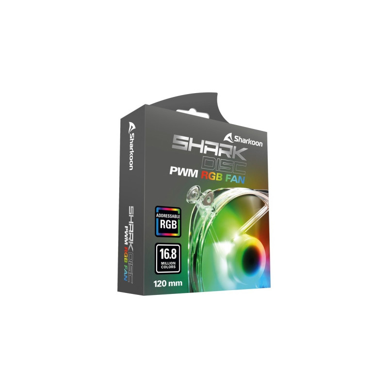 Sharkoon SHARK Disc PWM RGB Fan, Gehäuselüfter(transparent)