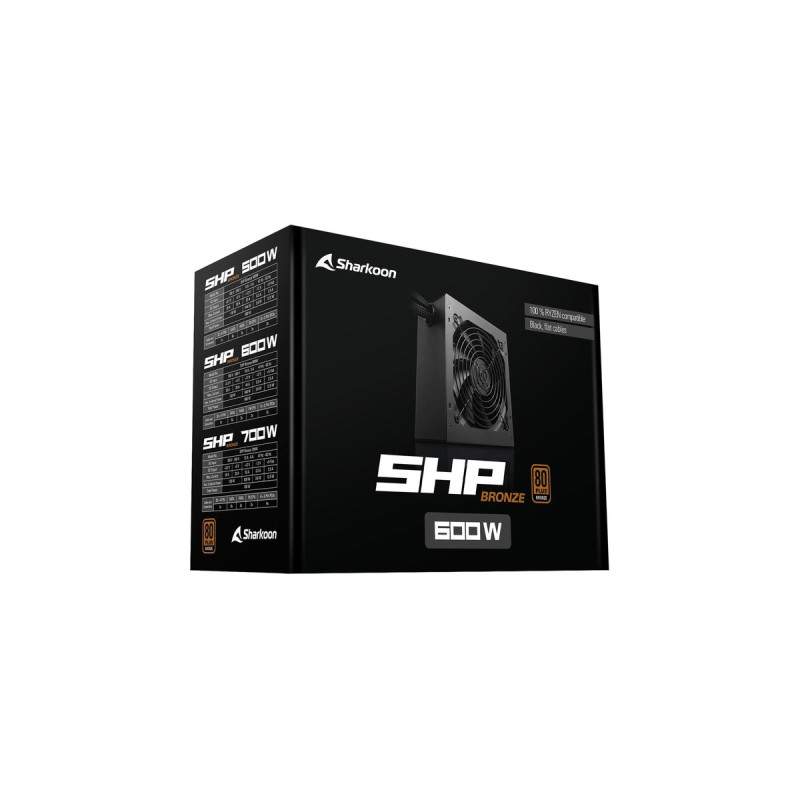 Sharkoon SHP Bronze 600W, PC-Netzteil(schwarz, 2x PCIe, 600 Watt)