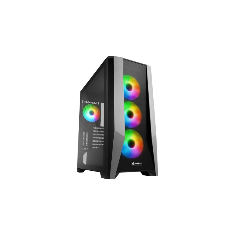 Sharkoon TG7M RGB, Tower-Gehäuse(schwarz, Seitenteil aus gehärtetem Glas)