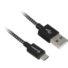 Micro-USB Stecker(schwarz/grau, 0,5 Meter, gesleevt)