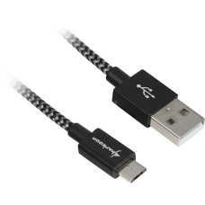 Micro-USB Stecker(schwarz/grau, 3 Meter, gesleevt)