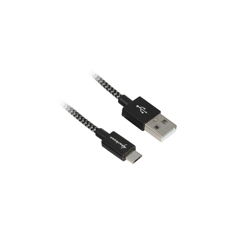 Micro-USB Stecker(schwarz/grau, 3 Meter, gesleevt)