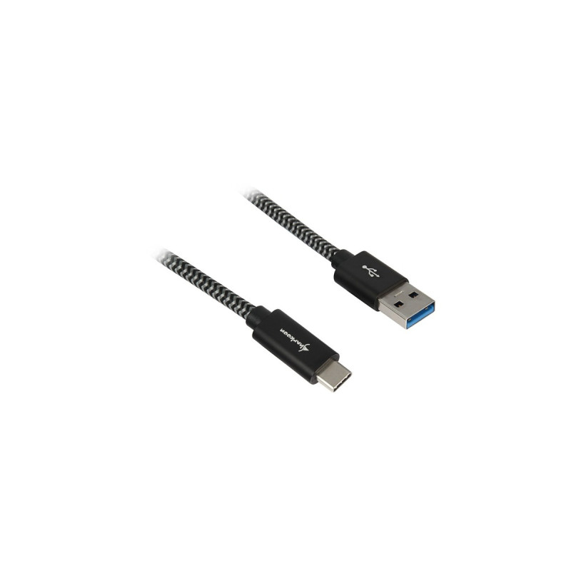 USB-C Stecker(schwarz/grau, 0,5 Meter, gesleevt)