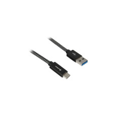 USB-C Stecker(schwarz/grau, 1 Meter, gesleevt)