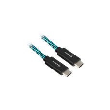 USB-C Stecker(schwarz/hellblau, 1 Meter, gesleevt)