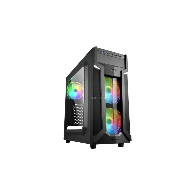 Sharkoon VG6-W RGB, Tower-Gehäuse(schwarz, Seitenteil aus Acryl)