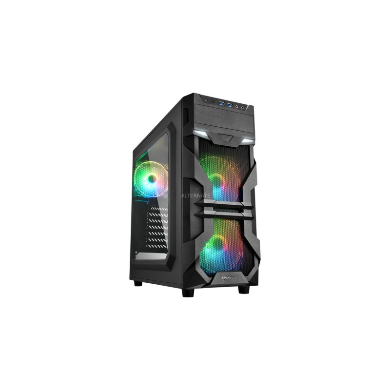 Sharkoon VG7-W RGB, Tower-Gehäuse(schwarz, Seitenteil aus Acryl)