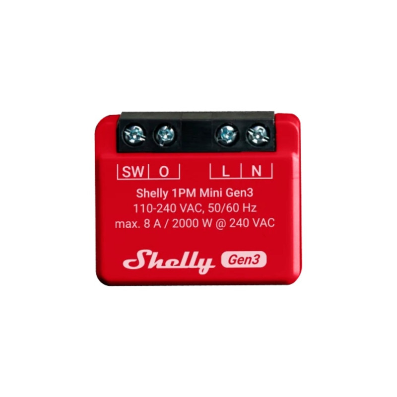 Shelly Plus 1PM Mini Gen3, Relais(rot/schwarz)