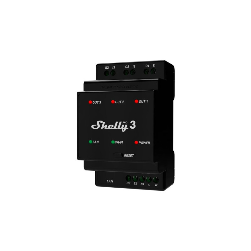 Shelly Pro 3, Relais(schwarz, drei Kanäle)