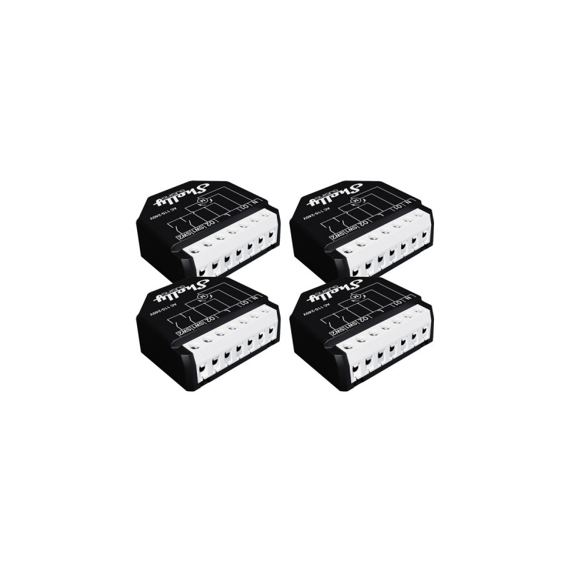 Shelly Qubino Wave Shutter, Relais(schwarz/weiß, 4er Pack, 2 Kanäle)