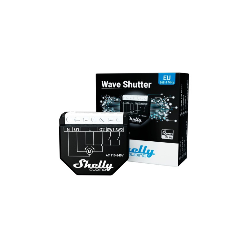 Shelly Qubino Wave Shutter, Relais(schwarz/weiß, 4er Pack, 2 Kanäle)