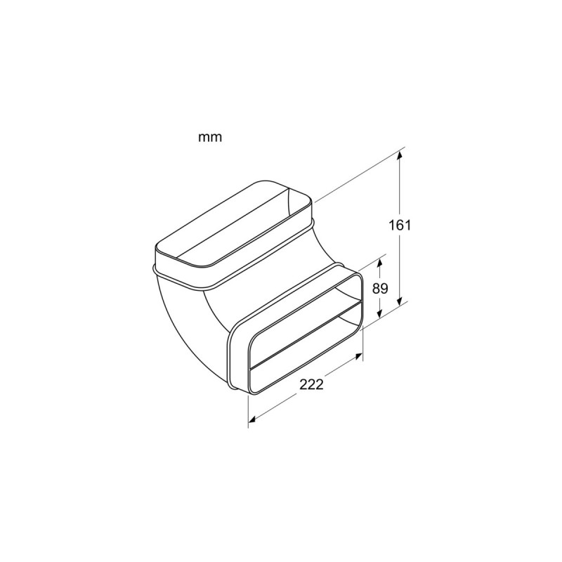 Siemens 90° Flachkanalbogen HZ9VDSB2, Rohr(schwarz, vertikal, männlich)
