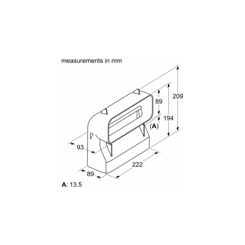 Siemens 90° Flachkanalbogen S, HZ9VDSB4, Rohr(schwarz, vertikal, männlich)