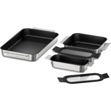 Siemens Pro Induction Flex Pfannen-Set HZ9FF040, 4-teilig(edelstahl/schwarz, 1x groß, 1x medium, 2x klein mit Glasdeckel)