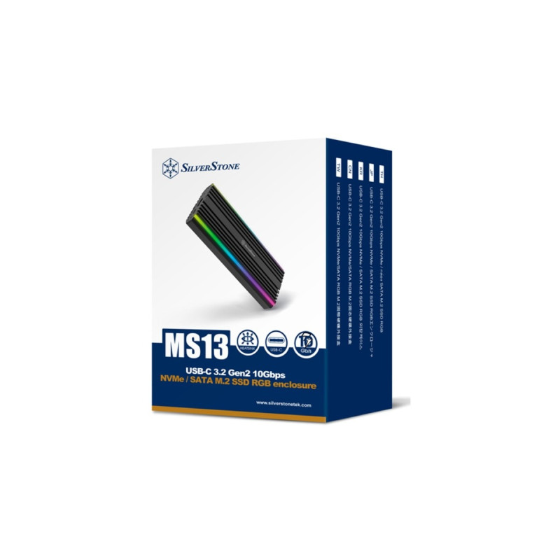 SilverStone MS13, Laufwerksgehäuse(schwarz, RGB-LED-Statusanzeige)