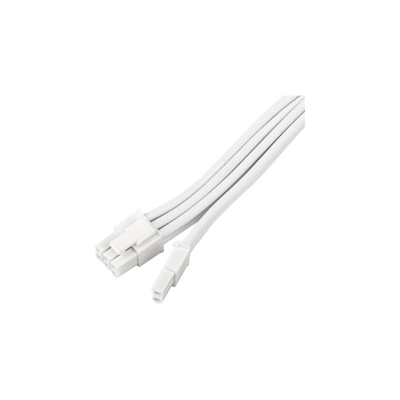 SilverStone Netzteil-Verlängerungskabel SST-PP07E-PCI8W-V2, PCIe 8pin (6+2)(weiß, 30cm)