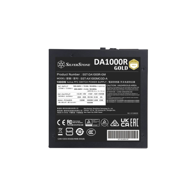 SilverStone SST-DA1000R-GM 1000W, PC-Netzteil(schwarz, 7x PCIe, Kabel-Management, 1000 Watt)