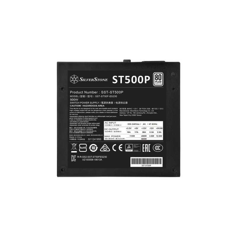 SilverStone SST-ST500P 500W, PC-Netzteil(schwarz, 2x PCIe, 500 Watt)