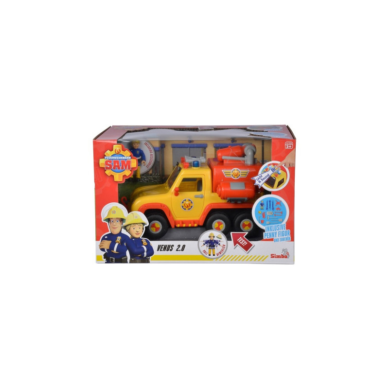 Simba Feuerwehrmann Sam Feuerwehrauto Venus 2.0, Spielfahrzeug(gelb/orange, Inkl. Figur)