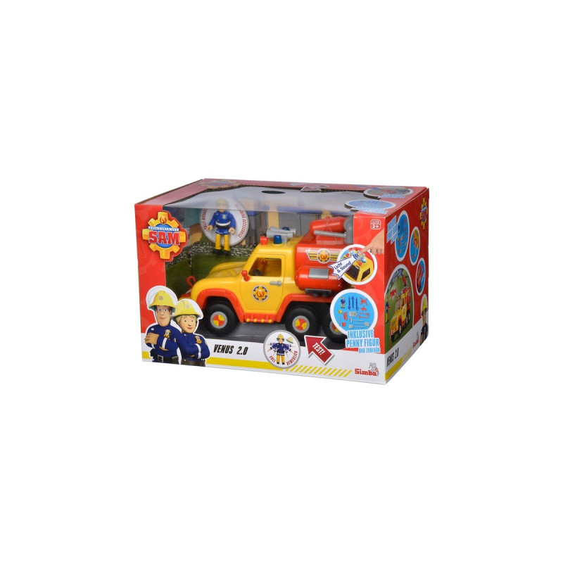 Simba Feuerwehrmann Sam Feuerwehrauto Venus 2.0, Spielfahrzeug(gelb/orange, Inkl. Figur)
