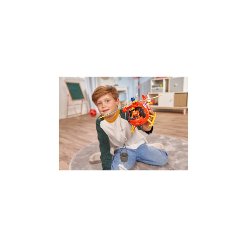 Simba Feuerwehrmann Sam Hubschrauber Wallaby, Spielfahrzeug(orange/gelb, mit Figur)