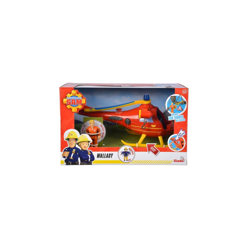 Simba Feuerwehrmann Sam Hubschrauber Wallaby, Spielfahrzeug(orange/gelb, Inkl. Figur)