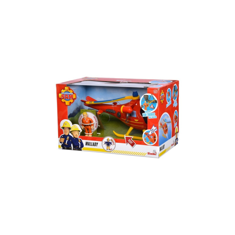 Simba Feuerwehrmann Sam Hubschrauber Wallaby, Spielfahrzeug(orange/gelb, Inkl. Figur)