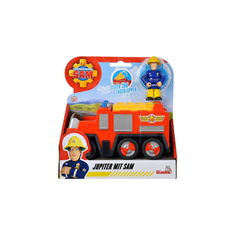 Simba Feuerwehrmann Sam Jupiter mit Sam Figur, Spielfahrzeug(rot/gelb)