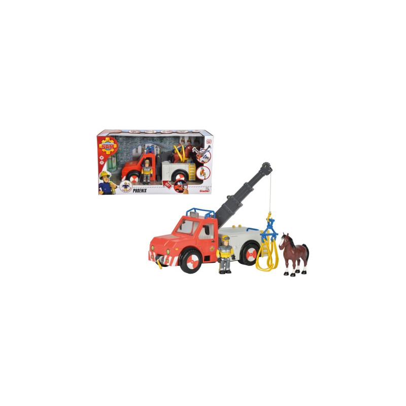 Simba Feuerwehrmann Sam Phoenix mit Figur und Pferd, Spielfahrzeug